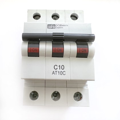 Dorman Smith AT10C Black Clip C10 10A 10 Amp 3 Pole Phase MCB Circuit Breaker Type C